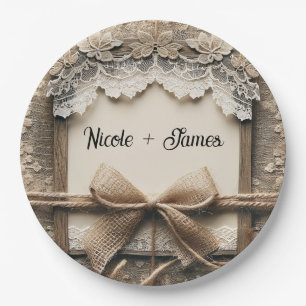 Assiettes En Carton Mariage rustique en dentelle florale vintage sur t