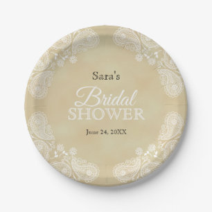 Assiettes En Carton Mariage rustique personnalisé avec motif Paisley d