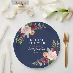 Assiettes En Carton Mariage Rustique Rose Bourgogne Fête de Mariée