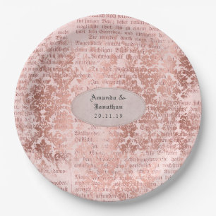 Assiettes En Carton Mariage Shabby-Chic Or Rose Vntage