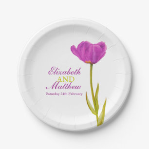 Assiettes En Carton Mariage simple violet tulip art nommé plaque en pa