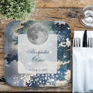 Assiettes En Carton Mariage sous le ciel nocturne lunaire
