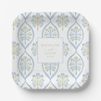Assiettes En Carton Mariage sur mesure bleu et vert