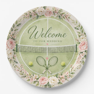 Assiettes En Carton Mariage Tennis Bienvenue