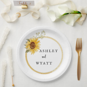 Assiettes En Carton Mariage Tournesol Jaune Moderne