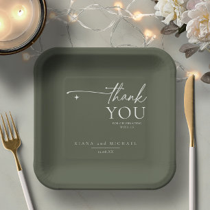Assiettes En Carton Mariage tout simple Chic Merci Moss Green ID1046