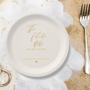 Assiettes En Carton Mariage Typographie Moderne Écriture Dorée