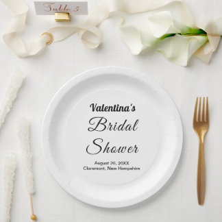 Assiettes En Carton Mariage Typographie Noir et Blanc