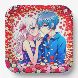 Assiettes En Carton Mariage Unique de Couple d'Anime