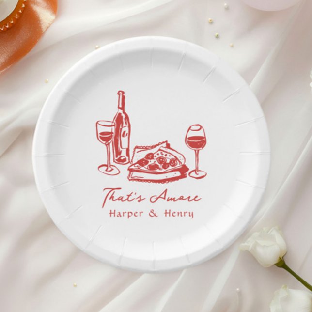 Assiettes En Carton Mariage Vin Pizza Dessinée à la Main Fantaisiste (Créateur téléchargé)