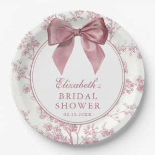 Assiettes En Carton Mariage Vintage Rose Ruban Floral