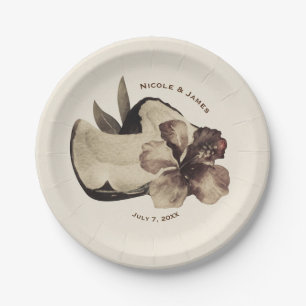 Assiettes En Carton Mariage Vintage Tropical à la noix de coco et à l'