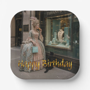 Assiettes En Carton Marie Antoinette faisant du lèche-vitrine Joyeux A