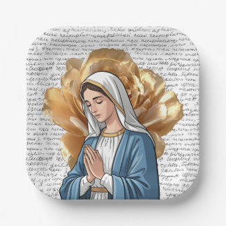 Assiettes En Carton Marie Mère Religieuse Catholique Chrétienne Baptêm