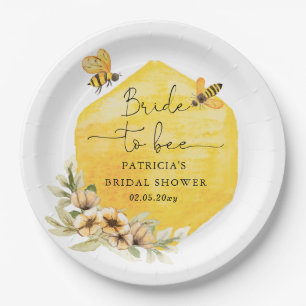 Assiettes En Carton Mariée à devenir abeille miel Fleurs Mariage Showe