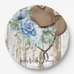 Assiettes En Carton Mariée cowgirl bleue floral shower