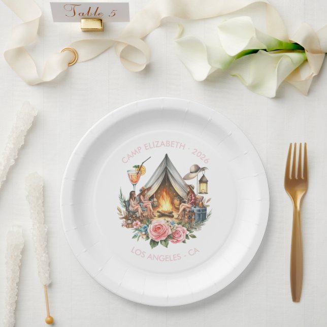 Assiettes En Carton Mariée de camp rustique personnalisée (Mariage)