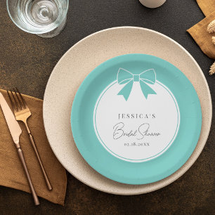 Assiettes En Carton Mariée Élégante & Co. Ruban Bleu Canard Shower de 