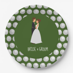 Assiettes En Carton Mariée et chambre avec balle de golf sur Mariage v
