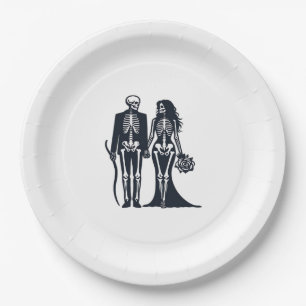 Assiettes En Carton Mariée et marié squelette gothique – Jusqu'à ce qu
