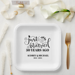 Assiettes En Carton Mariés à peine Anniversaire Personnalisé de n'impo