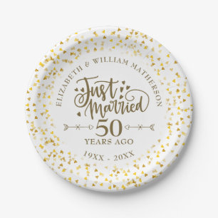 Assiettes En Carton Mariés depuis 50 ans - Anniversaire de Mariage Cœu