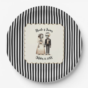 Assiettes En Carton Mariés squelettes Douce Épouse Mariage Fantaisiste