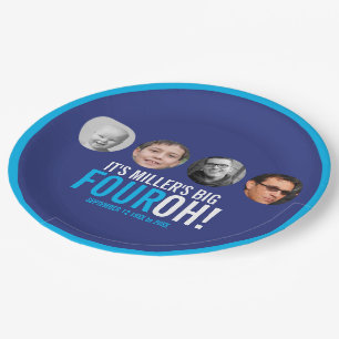 Assiettes En Carton Marine bleu ciel 40e Quatre OH! photo fête d'anniv