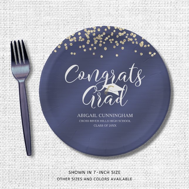 Assiettes En Carton Marine Bleu Métallurie GRATS GRAD Confetti (Créateur téléchargé)