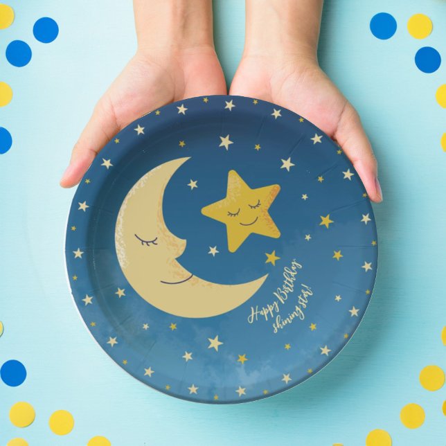 Assiettes En Carton Marine Blue Gold Twinkle Little Star (Créateur téléchargé)
