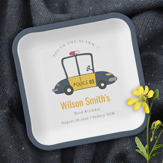 Assiettes En Carton Marine Jaune Police Voiture Enfants N'importe quel (Créateur téléchargé)
