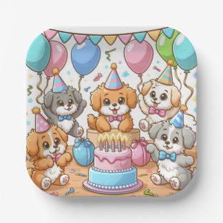 Assiettes En Carton Marionnettes Dans Une Plaque Papier D'Anniversaire