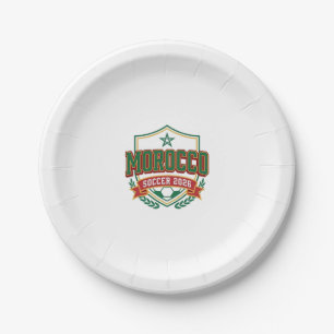 Assiettes En Carton Maroc Football 2026 Football Gras Pays Typographie
