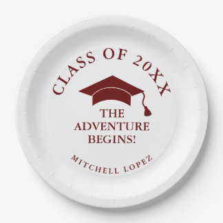 Assiettes En Carton Maroon Adventure commence la graduation