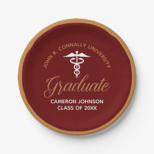 Assiettes En Carton Maroon Gold Médicale School Graduation Party