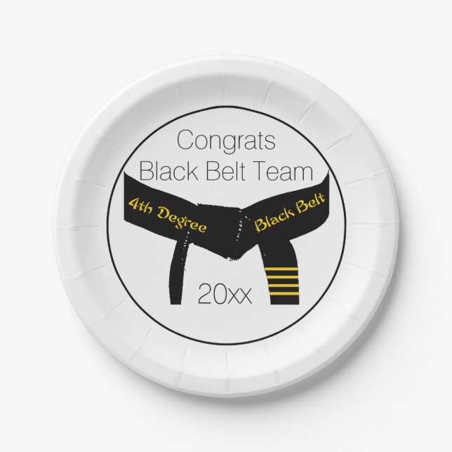 Assiettes En Carton Martial Arts Black Belt Test Party Félicitations (Devant)
