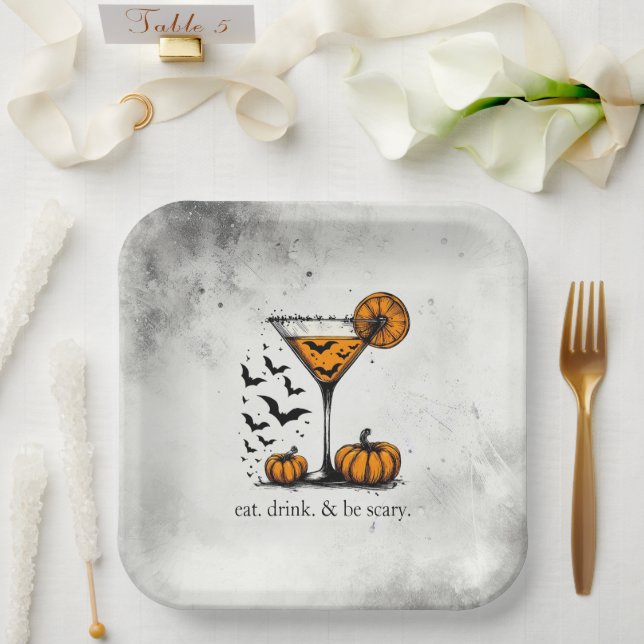 Assiettes En Carton Martini à la citrouille (Mariage)