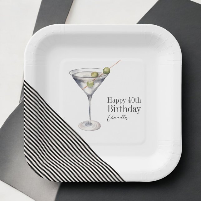 Assiettes En Carton Martini Cocktail 40e Anniversaire Plaques papier d (Créateur téléchargé)