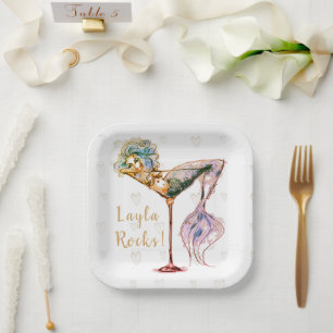 Assiettes En Carton Martini de sirène personnalisé et magnifique