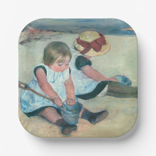 Assiettes En Carton Mary Cassatt - Enfants jouant sur la plage (Recto)