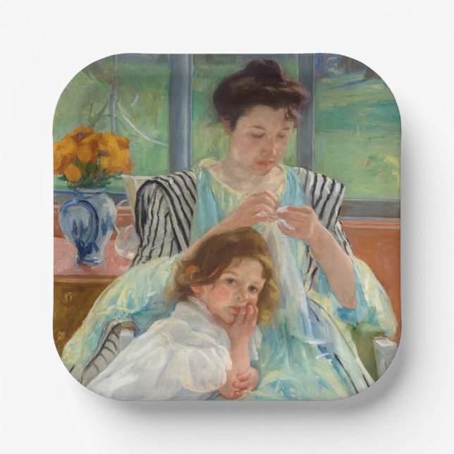 Assiettes En Carton Mary Cassatt - Jeune mère coudre (Recto)