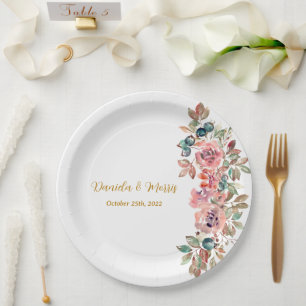 Assiettes En Carton MARY Rose couleur d'eau Emerald Mariage vert