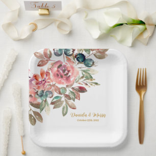 Assiettes En Carton MARY Rose couleur d'eau Emerald Mariage vert