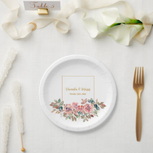 Assiettes En Carton MARY Rose couleur d'eau Emerald Mariage vert