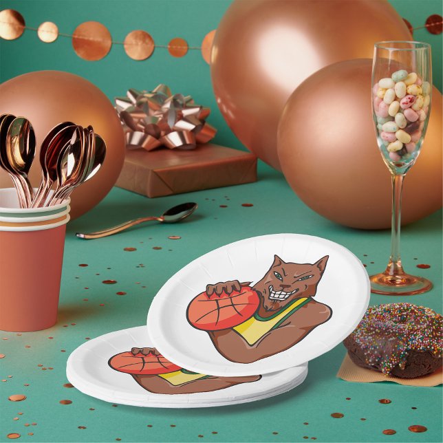 Assiettes En Carton Mascotte de basket-ball sauvage Fierce (Créateur téléchargé)