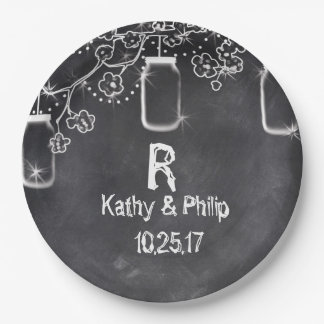 Assiettes En Carton Mason Jar Chalkboard Chalkboard Éclairage Mariage