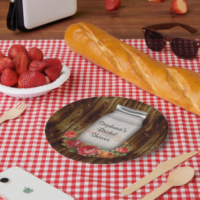 Assiettes En Carton Mason Jar Flower Fête des mariées de couronne (Pique-nique)