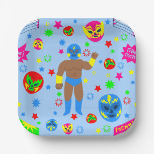 Assiettes En Carton masque de luchador de lutte libre