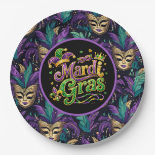 Assiettes En Carton Masque de Mardi Gras