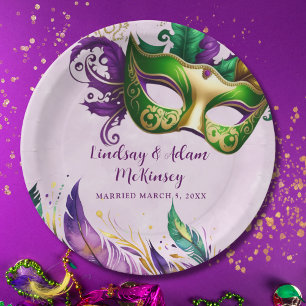 Assiettes En Carton Masque de Mardi Gras 